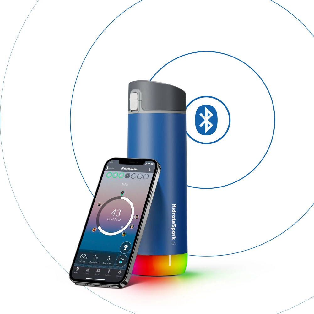 Умная бутылка из нержавеющей стали с подсветкой. HidrateSpark PRO